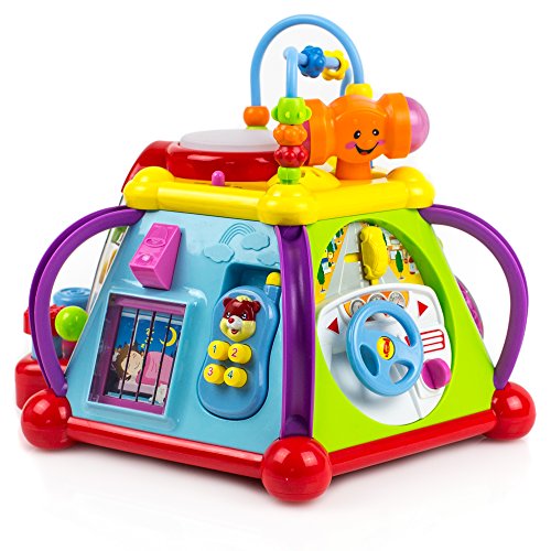 Toysery Baby Activity Center – Toddler Kids Educational Learning Cube with Lights and Music – Skill Development 15 in 1 Functions with Play Time Fun Games for 1 Year Old Toddlers Boys and Girls