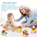 LUKAT 1 Year Old Boy Gifts, Toddler Toy Cars Set of 4 Friction Powered Cars, Pull Back Cars Cartoon Push and Go Friction Powered Car Toys, Baby Toy Vehicles Set Toy Best Toys for Boys and Girls