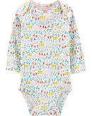 Simple Joys by Carter's Girls' 5-Pack Long-Sleeve Bodysuit, Dots/Owl/Print, Newborn