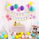 Banner de feliz cumpleaños de unicornio con bolas de pompones Decoraciones