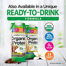 Batido de proteína orgánica + botella mezcladora (sin OMG, sin gluten, apto para veganos), vainilla francesa, 4 libras