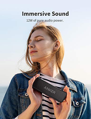 [Upgraded] Anker Soundcore 2 Portable Bluetooth Speaker with 12W Stereo Sound, Bluetooth 5, Bassup, IPX7 Waterproof, 24-Hour Playtime, Wireless Stereo Pairing, Speaker for Home, Outdoors, Travel