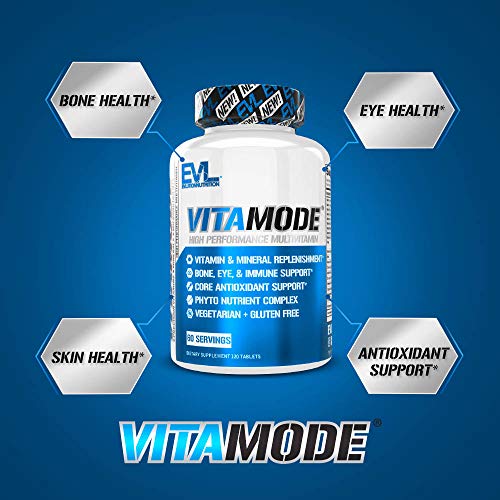 Evlution Nutrition VitaMode - Multivitamina de alto rendimiento para hombre, vitaminas y minerales de espectro completo, salud inmune, vitamina C & D, zinc, antioxidantes, piel, cabello, hueso, salud de los ojos, 1