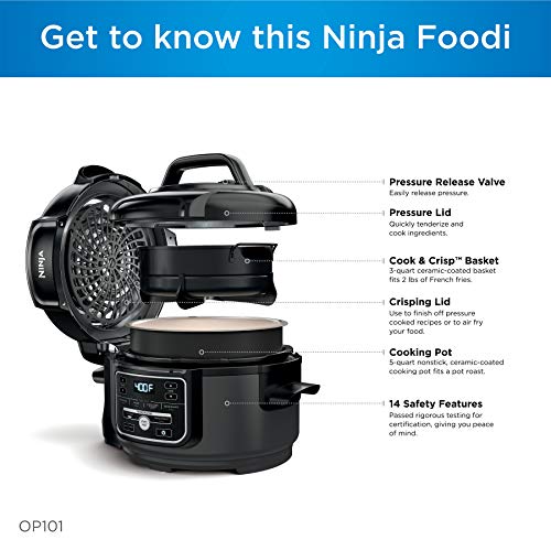 Ninja Foodi 7-in-1 Pressure, Slow Cooker, Air Fryer and More, 5-Quart, Black/Gray