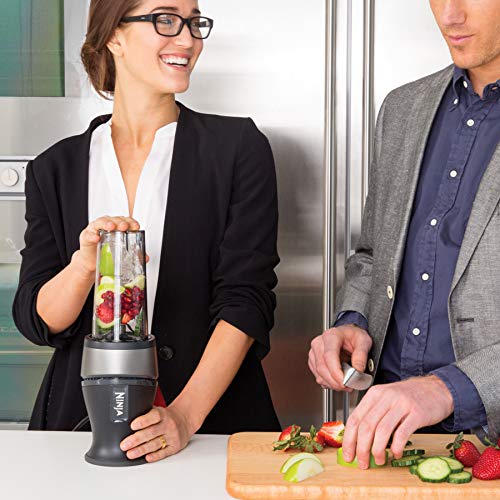 Ninja Personal Blender for Shakes, Smoothies, Food Prep, and Frozen Blending with 700-Watt Base and (2) 16-Ounce Cups with Spout Lids (QB3001SS)