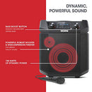 ION Audio Block Rocker Plus | 100W Portable Speaker, Battery Powered with Bluetooth, Microphone & Cable, AM/FM Radio, Wheels & Telescopic Handle and USB Charging For Smartphones & Tablets