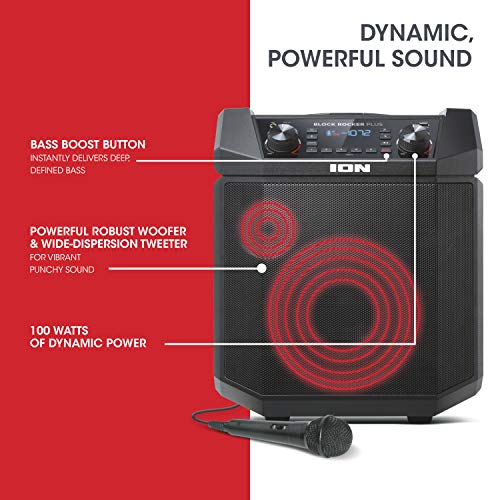 ION Audio Block Rocker Plus | 100W Portable Speaker, Battery Powered w