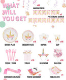 decoraciones de nicornio cumpleaños Decoraciones para las niñas, total 163PCS