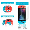 Keten Accessories Kit for Nintendo Switch, Including Carry Case, Charging Dock, Playstand, Extension Cable, Game Card Case, Screen Protector, Joy-Con Grips, Wheels, Crystal Case, TPU Case, Caps