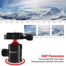 GEEKOTO Camera Tripod, Tripod for Canon Nikon Sony DSLR Camera, 75 inches Aluminum Alloy Tripod with 360 Degree Ball Head and Rotatable Center Column, Professional Horizontal Tripod for Travel & Work