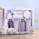 Bath and Body Gift Set - Luxurious 6 Pcs Bath Kit for Women, Body & Earth Spa Set with Lavender Scent - Bubble Bath, Shower Gel, Hand & Face Cream, Body Lotion, Perfect Gift Box for Women