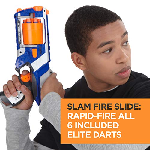 Nerf N Strike Elite Strongarm Toy Blaster with Rotating Barrel, Slam Fire, and 6 Official Nerf Elite Darts for Kids, Teens, & Adults