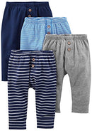 Simple Joys by Carter's Baby Boys' 4-Pack Pant, Navy/Stripes/Gray, 12 Months
