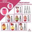 200 Pcs Cake Decorating Supplies Kit for Beginners-1 Cake Turntable Stand with Piping bags and Tips -2 Spatula-Cake Leveler & Icing Smoother-55 Piping tips & Nozzles-Baking tools -20 Cupcake liners