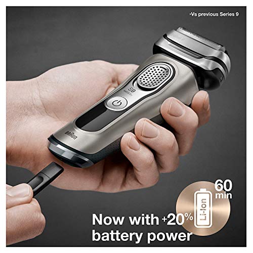 Braun Electric Razor for Men, Series 9 9385cc, Electric Shaver, Precision Trimmer, Rechargeable, Cordless, Wet & Dry Foil Shaver, Clean & Charge Station and Leather Travel Case