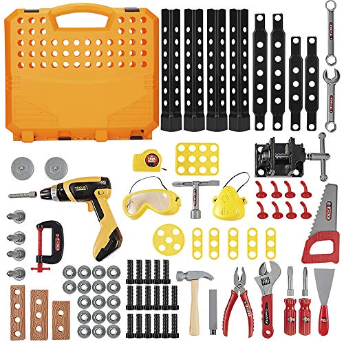Toy Choi's 82 Pieces Kids Construction Toy Workbench for Toddlers, Kids Tool Bench Construction Set with Tools and Drill, Children Toy Shop Tools for Boys and Girls