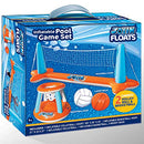 Inflatable Pool Float Set Volleyball Net & Basketball Hoops; Balls Included for Kids and Adults Swimming Game Toy, Floating, Summer Floaties, Volleyball Court (105”x28”x35”)|Basketball (27”x23”x27”).