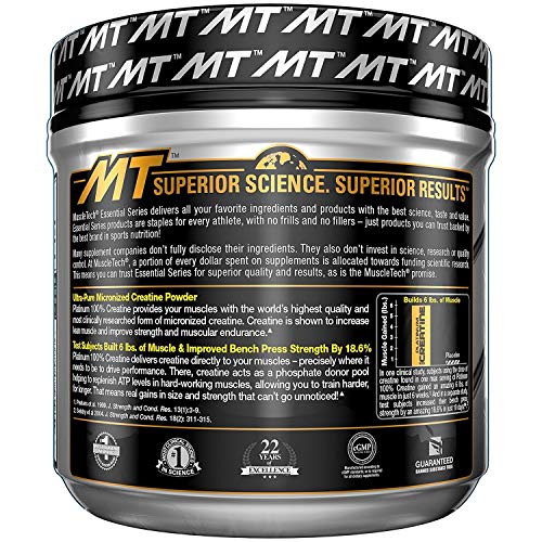 MuscleTech Platinum Creatine Monohydrate Powder, 100% Pure Micronized Creatine Powder, 14.1oz (80 Servings)