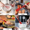 LIANYU 12-Piece Red Silicone Kitchen Cooking Utensils with Holder, Kitchen Tools Set Include Slotted Spatula Spoon Turner Ladle Tong Whisk, Dishwasher Safe