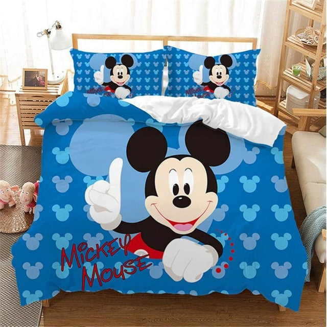 Disney Mickey Minnie Cartoon Bedding Set Lovely Couple Twin Full King Single Double Size Children Duvet Cover bed linen boy girl