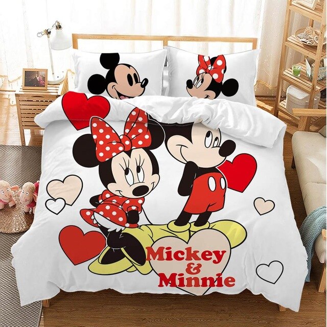 Lovely Soft Adult/kids Minnie Bedding Set Girls Duvet Cover Bed Sheet Cartoon Pattern Full Queen Twin Bed Linen PillowCase Gifts