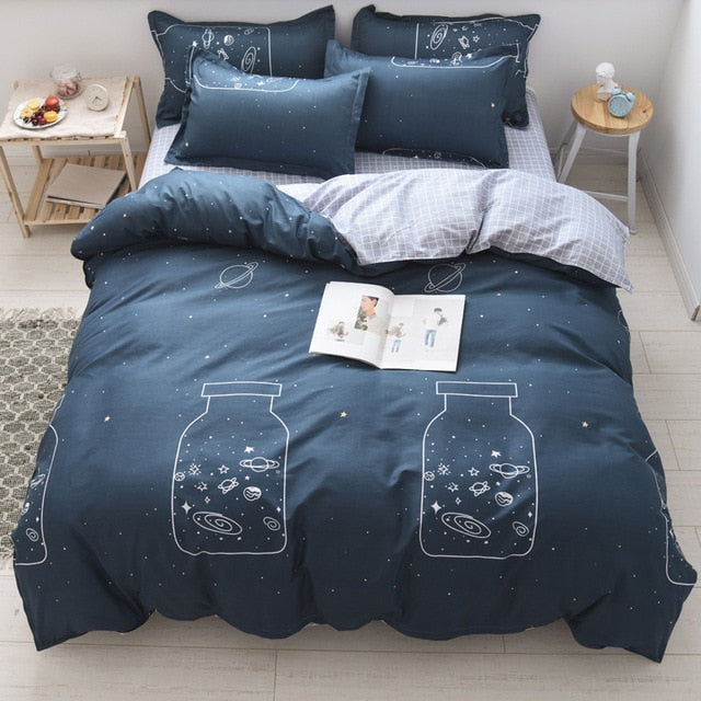 Cartoon Clouds Print Bed Cover Set Kids Girl Duvet Cover Adult Child Bed Sheets And Pillowcases Comforter Bedding Set 61038