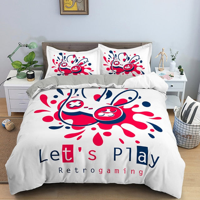 Fashion 2/3 Pcs Gamer Duvet Cover Cartoon King Queen Single Bedding Sets Kids Boys Girls Bed Set Game Quilt Comforter Covers