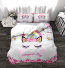 3D Cartoon Unicorn Lovely Kids Bedding Set King Size Floral Girl Quilt Duvet Cover Girly Home Textiles 3pcs Drop Ship Kawaii Bed