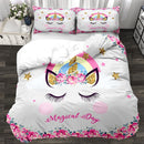 3D Cartoon Unicorn Lovely Kids Bedding Set King Size Floral Girl Quilt Duvet Cover Girly Home Textiles 3pcs Drop Ship Kawaii Bed