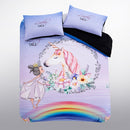 3D Cartoon Unicorn Lovely Kids Bedding Set King Size Floral Girl Quilt Duvet Cover Girly Home Textiles 3pcs Drop Ship Kawaii Bed