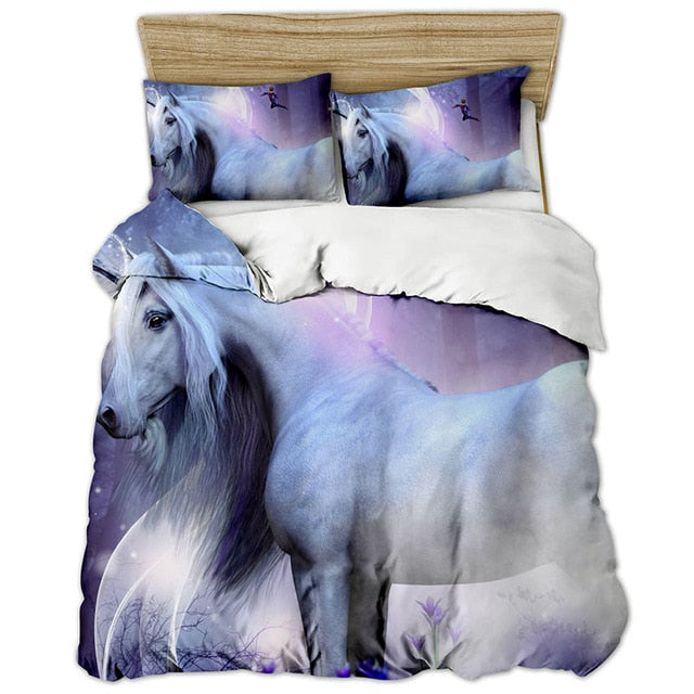 3D Cartoon Unicorn Lovely Kids Bedding Set King Size Floral Girl Quilt Duvet Cover Girly Home Textiles 3pcs Drop Ship Kawaii Bed