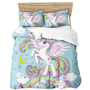 3D Cartoon Unicorn Lovely Kids Bedding Set King Size Floral Girl Quilt Duvet Cover Girly Home Textiles 3pcs Drop Ship Kawaii Bed