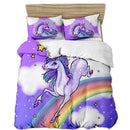 3D Cartoon Unicorn Lovely Kids Bedding Set King Size Floral Girl Quilt Duvet Cover Girly Home Textiles 3pcs Drop Ship Kawaii Bed