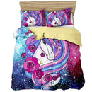 3D Cartoon Unicorn Lovely Kids Bedding Set King Size Floral Girl Quilt Duvet Cover Girly Home Textiles 3pcs Drop Ship Kawaii Bed