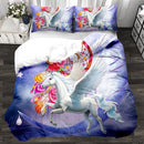 3D Cartoon Unicorn Lovely Kids Bedding Set King Size Floral Girl Quilt Duvet Cover Girly Home Textiles 3pcs Drop Ship Kawaii Bed