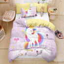 3D Cartoon Unicorn Lovely Kids Bedding Set King Size Floral Girl Quilt Duvet Cover Girly Home Textiles 3pcs Drop Ship Kawaii Bed