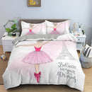 Dancing Girl Duvet Cover Ballet Girls Bedding Set Bed Linen Home Textile Bedclothes Soft Bed Set Queen/King Size for Kids