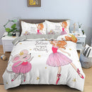 Dancing Girl Duvet Cover Ballet Girls Bedding Set Bed Linen Home Textile Bedclothes Soft Bed Set Queen/King Size for Kids