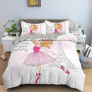 Dancing Girl Duvet Cover Ballet Girls Bedding Set Bed Linen Home Textile Bedclothes Soft Bed Set Queen/King Size for Kids