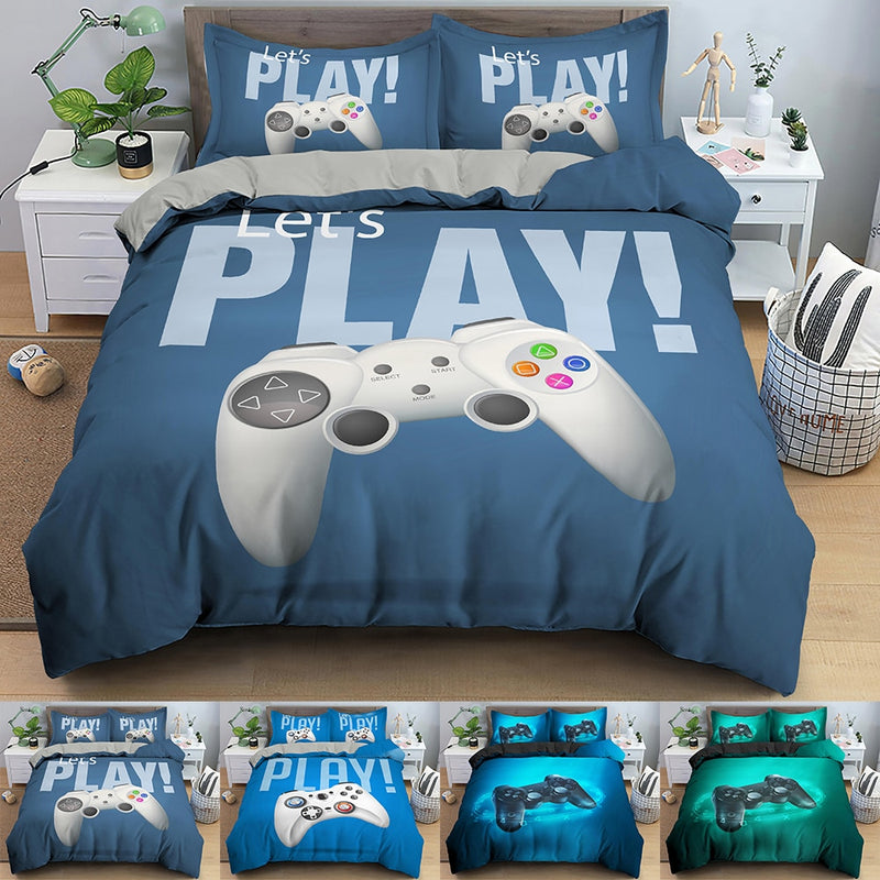 2/3 Pcs Gamer Duvet Cover Set Game Bedding Set Kids Boys Bed Set Game Quilt Cover Comforter Cover Gamer Bedding Set