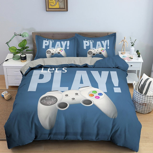 2/3 Pcs Gamer Duvet Cover Set Game Bedding Set Kids Boys Bed Set Game Quilt Cover Comforter Cover Gamer Bedding Set