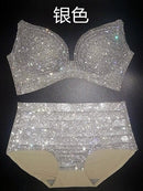 Disfraz de Bikini de diamantes completos de plata dorada